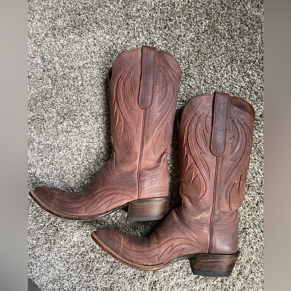 Lucchese Brown Leather Cowboy Boots